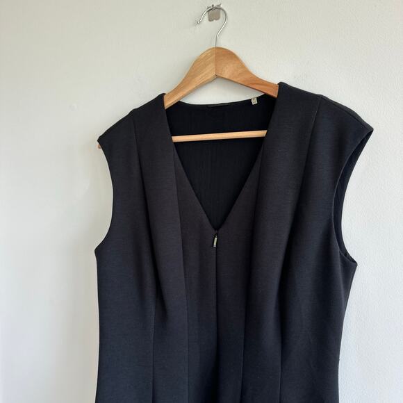 Elie Tahari Heidi Eyelet Hem 1/4 Zip Sleeveless Dress Black 10 - Picture 4 of 8